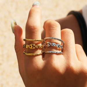 Simple Series Daily Animal Stainless Steel Waterproof   Gold Color  Statement Rings h5 Picture3