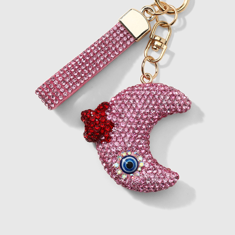 Luxurious Series Daily Devil's Eye Star Moon Alloy Rhinestone Keychain Picture6