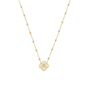 Flower Stainless Steel Waterproof Gold Color Zircon Women's Pendant Necklaces h5 Picture4