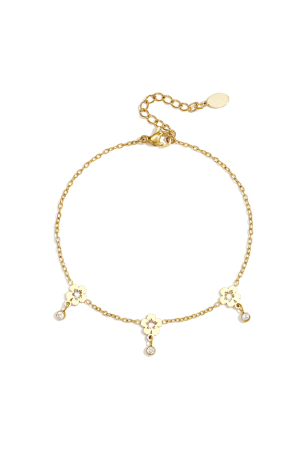 Braccialetti Con Ciondoli In Acciaio Inossidabile, Modello Flower Simple, Serie Daily Simple, Gioielli Da Donna
