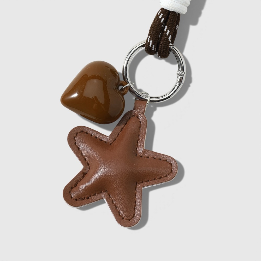 Simple Series Casual Heart Star Note/Instrument Pu Keychain Picture6