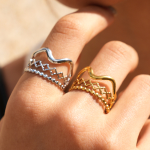 Simple Series Daily Clover Stainless Steel Waterproof Gold Color Statement Rings h5 Picture3