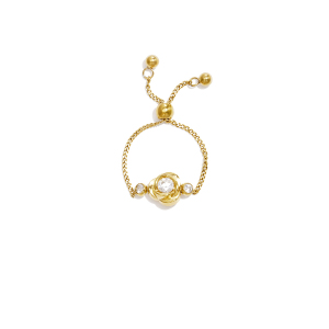 Flower Stainless Steel Waterproof Gold Color Zircon Statement Rings h5 Picture4