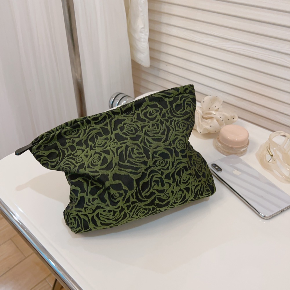 Simple Series Elegant Flower Mixed Color Rose Leaf Canvas Makeup Bags