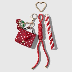 Simple Series Daily Polka Dots Cherry Woven Alloy Bag Charms Earphone Case h5 Picture7