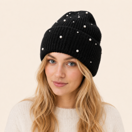 Simple Series Elegant Solid Color Wool Polyester Blend Beanie 2