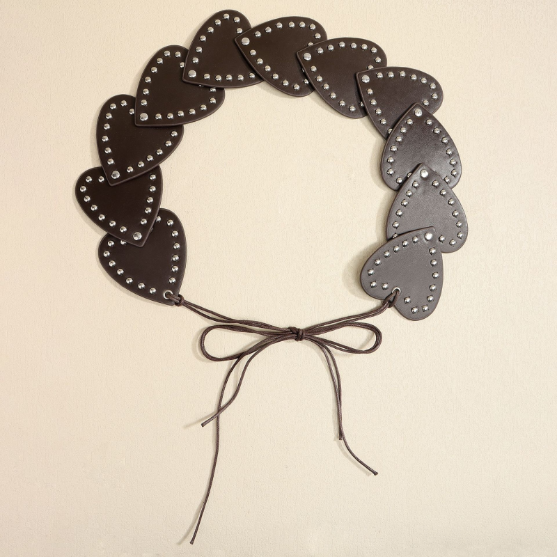 Classic Series Retro Heart Rivet Pu Decorative Belt Picture3