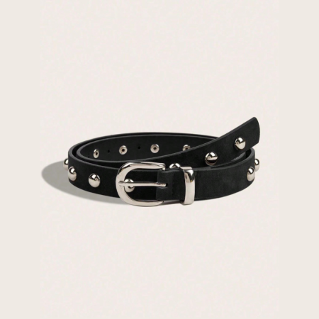 Simple Series Retro Solid Color Rivet Pu Leather Belt 2