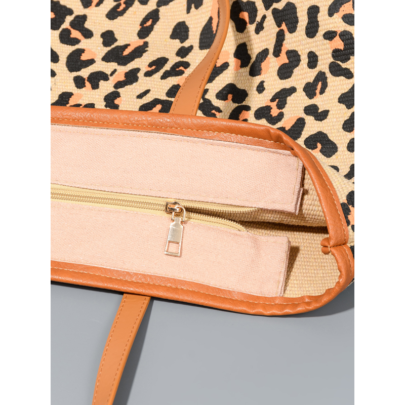 Casual Style Printed Leopard Print Cotton Women's Tote Bag Tote Bags h5Picture5