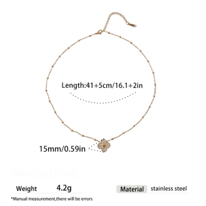 Flower Stainless Steel Waterproof Gold Color Zircon Women's Pendant Necklaces h5 