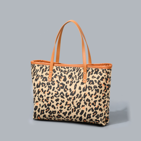 Casual Style Printed Leopard Print Cotton Women's Tote Bag Tote Bags