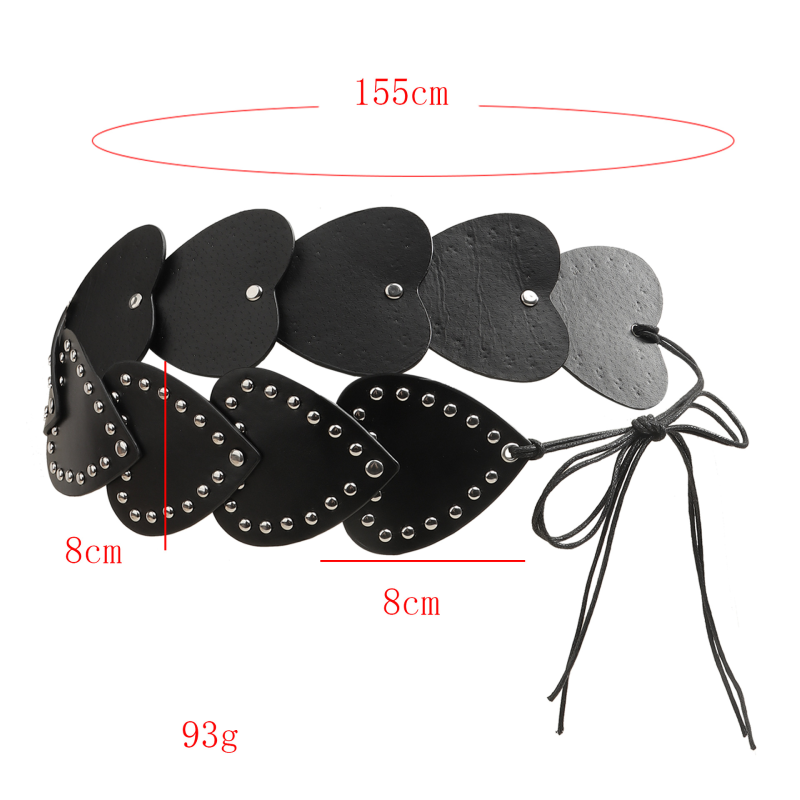 Classic Series Retro Heart Rivet Pu Decorative Belt Picture4