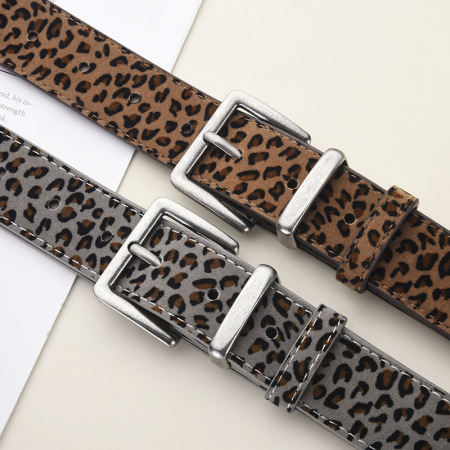 Simple Series Dagelijkse Effen Kleur Suède Riem Met Luipaardprint 2