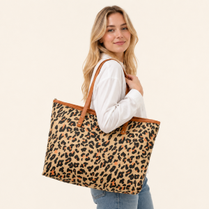Casual Style Printed Leopard Print Cotton Women's Tote Bag Tote Bags h5 Picture2
