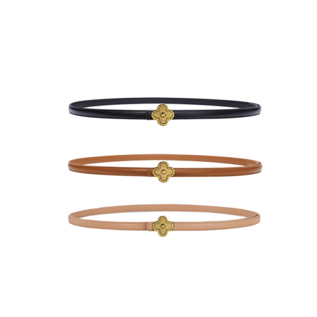 Simple Series Elegant Solid Color Clover Premium Quality Pu Leather Belt 2