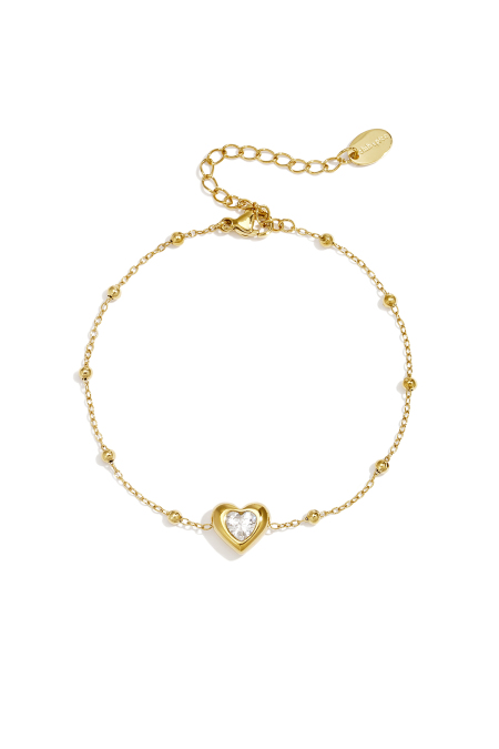 Braccialetti Con Ciondoli A Forma Di Cuore In Acciaio Inossidabile Placcato Oro 14 Carati, Serie Simple, Gioielli Da Donna.