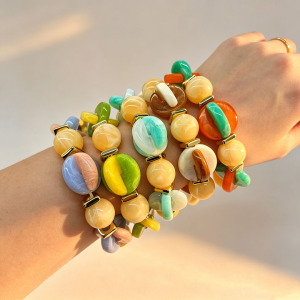 Mixed Color Disk-Shaped Acrylic Women's Beaded Bracelets h5 Picture2
