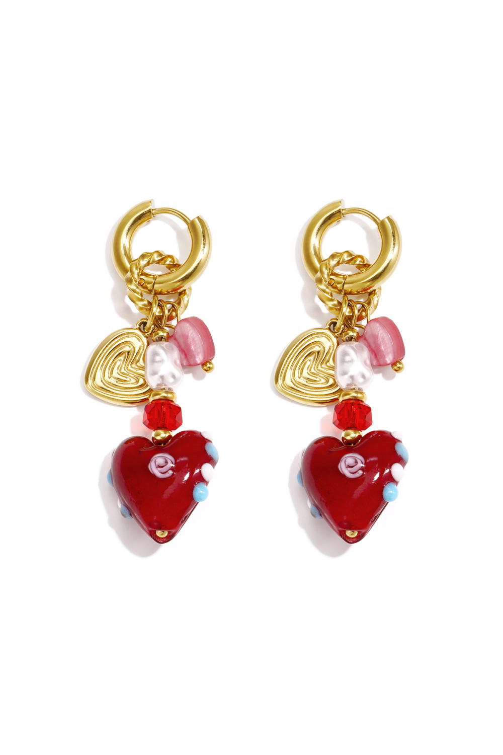 Stainless Steel Beads Earrings Heart Cute Daily Simple Series Women's Jewelry 
