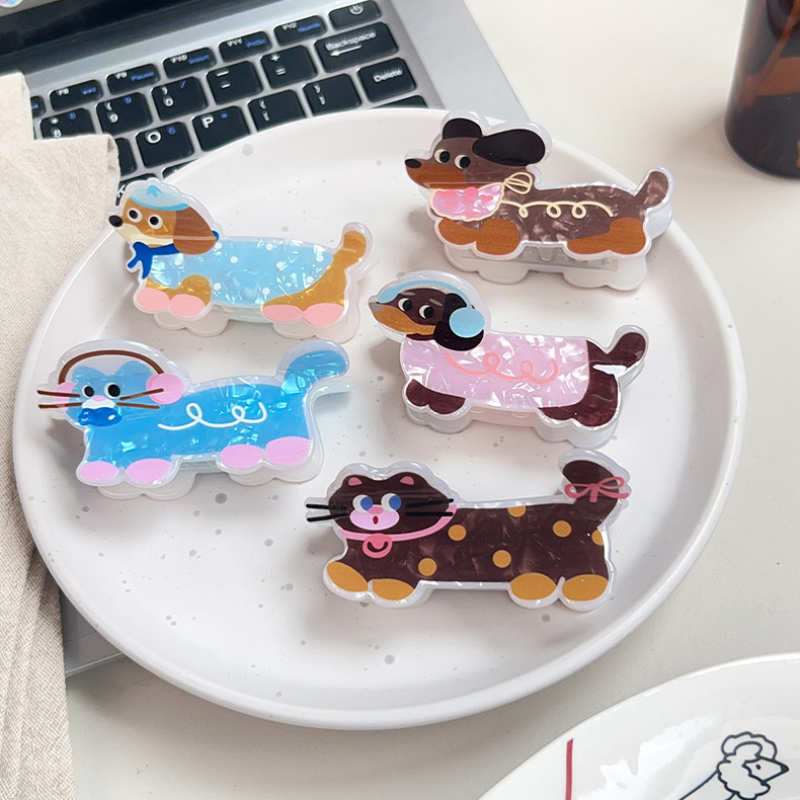 Simple Series Cute Animal Cartoon Polka Dots Mixed Color Dachshund Acrylic Hair Claws Picture2