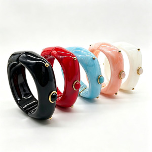 Retro Gradient Color Resin Women's Bangles h5 Picture2