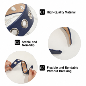 Simple Series Casual Solid Color Rivet Pu Hair Bands h5 Picture4