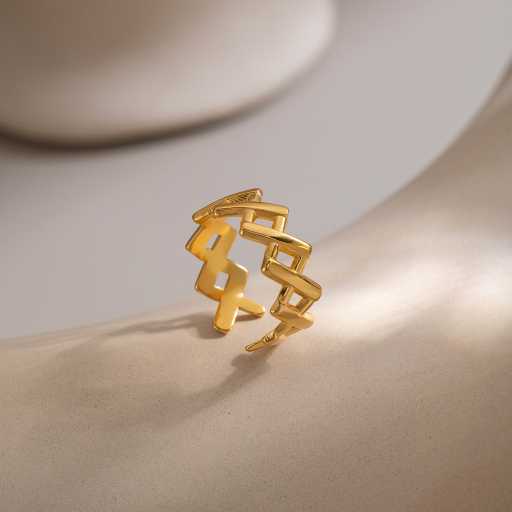 Stainless Steel Waterproof Gold Color Minimalist Rings Picture4