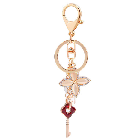 Simple Series Daily Key Chain Clover Lock Alloy Rhinestone Keychain