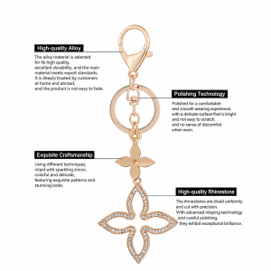 Simple Series Elegant Flower Clover Alloy Rhinestone Keychain h5 Picture4