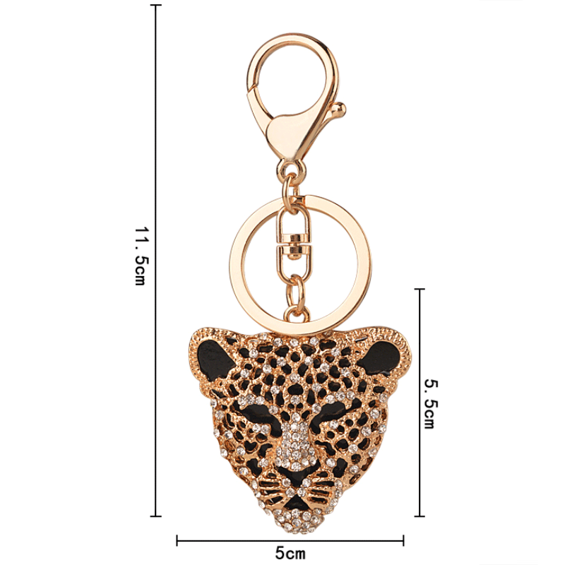 Luxurious Series Natural Animal Leopard Print Alloy Rhinestone Keychain h5Picture5