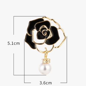 Simple Series Elegant Hollowed-Out Mixed Color Rose Alloy Artificial Pearl Brooches h5 Picture4