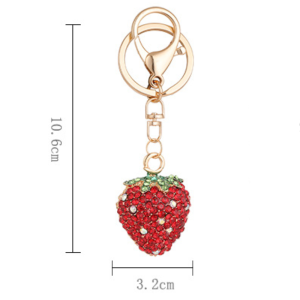 Luxurious Series Daily Strawberry Alloy Rhinestone Keychain h5