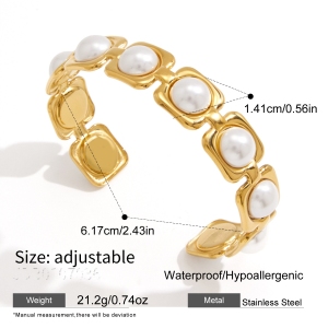 Classic Series Elegant Patchwork Geometric Shape Stainless Steel Waterproof Gold Color Women's Bangles h5