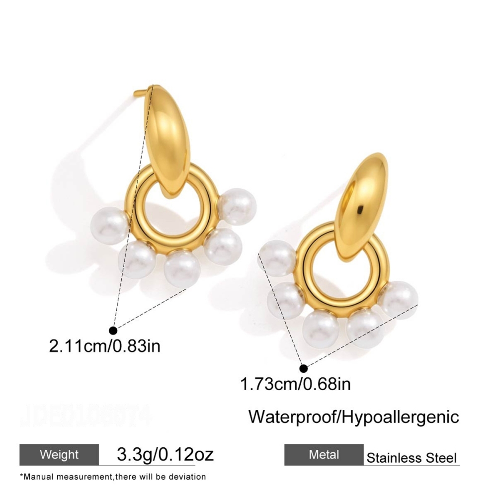 Simple Series Elegant Circle Stainless Steel Waterproof   Gold Color  Women's Stud Earrings 