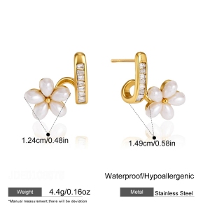 Romantic Series Elegant Irregular Shape Stainless Steel Waterproof Gold Color Women's Stud Earrings h5