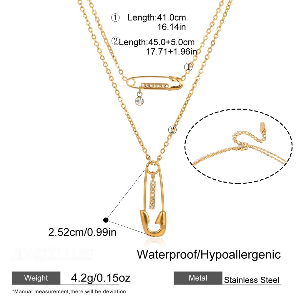 Simple Series Elegant Irregular Shape Chain Stainless Steel Waterproof   Gold Color  Women's Pendant Necklaces 