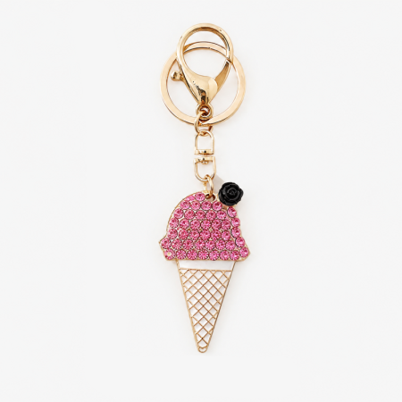 Simple Series Daily Rose Food Alloy Rhinestone Artificial Pearl Keychain