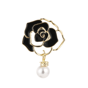 Simple Series Elegant Hollowed-Out Mixed Color Rose Alloy Artificial Pearl Brooches h5 