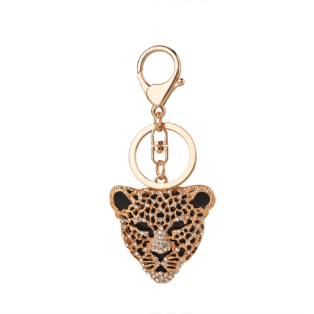 Luxurious Series Natural Animal Leopard Print Alloy Rhinestone Keychain