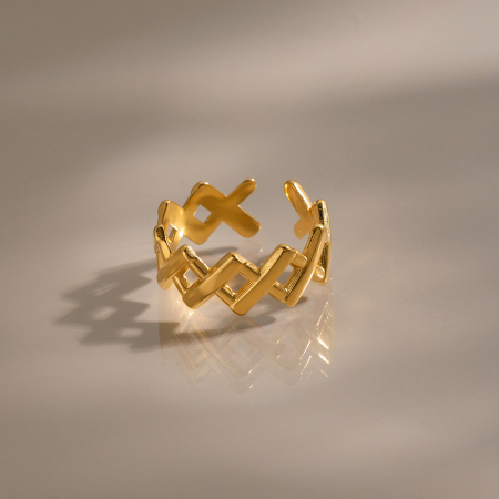 Stainless Steel Waterproof Gold Color Minimalist Rings 2