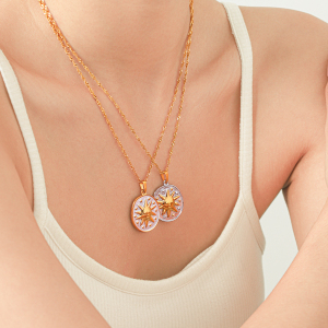 Simple Series Daily Sun Circle Stainless Steel Waterproof Gold Color Women's Pendant Necklaces h5 Picture6