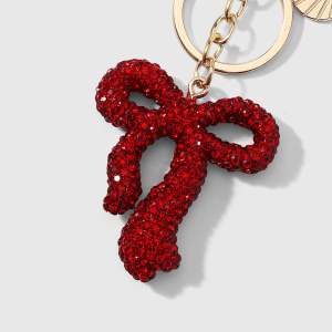 Luxurious Series Sweet Heart Bow Knot Solid Color Alloy Rhinestone Keychain h5 Picture6