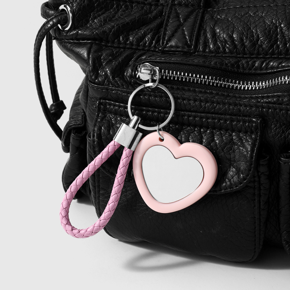 Simple Series Daily Heart Solid Color Leopard Print Acrylic Keychain Picture5