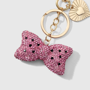 Luxurious Series Sweet Heart Bow Knot Polka Dots Alloy Rhinestone Keychain h5 Picture6