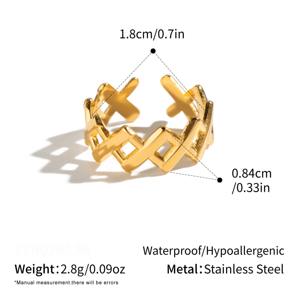 Stainless Steel Waterproof Gold Color Minimalist Rings 