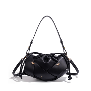 Parisian Chic Style Metal Hardware Solid Color Patchwork Pu Women's Round Handbags h5 Picture2