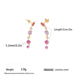 Luxurious Series Clover Geometric Shape Stainless Steel Waterproof Gold Color Zircon Women's Dangle Earrings h5