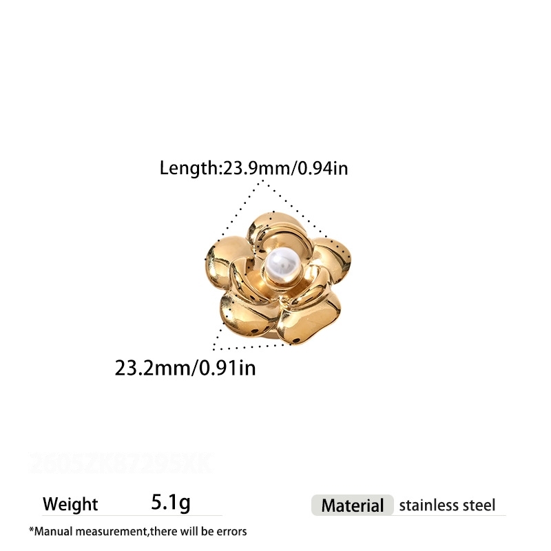 Classic Flower Stainless Steel Gold Color Women's Cufflinks