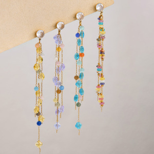 Romantic Series Elegant Tassel Crystal Beads Stainless Steel Waterproof Zircon Women's Dangle Earrings h5 Picture2