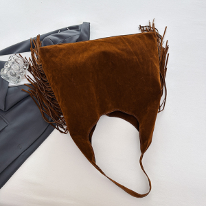 Boho Style Studded Tassel Solid Color Tassel Rivet Suede Women's Tote Shoulder Bags h5 Picture9