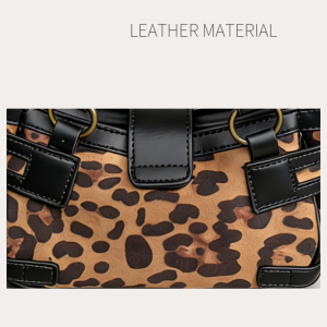 Streetwear Style Metal Hardware Patchwork Printed Studded Patchwork Leopard Print Lock Rivet Pu Women's Square Handbags h5 Picture5